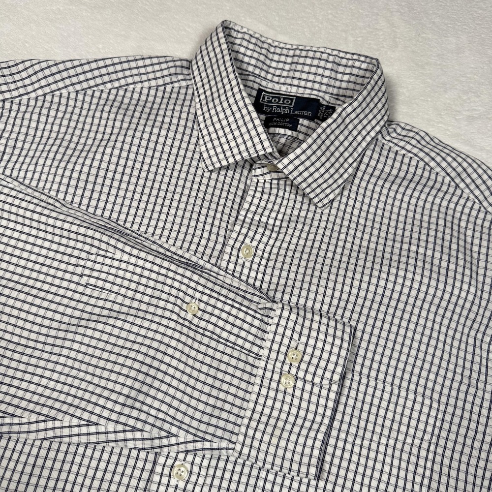 Polo By Ralph Lauren Shirt Mens XL White Philip Check Button Down Long Sleeve